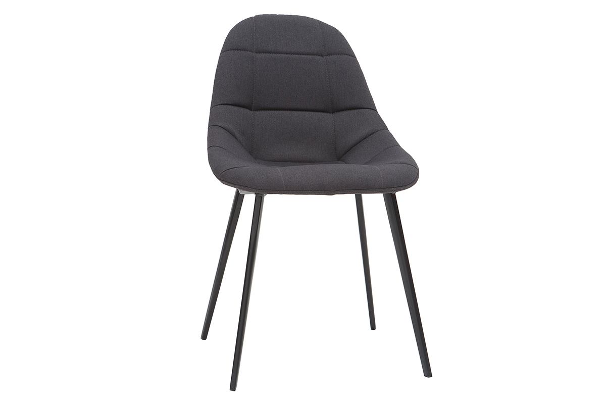 Chaises design en tissu gris fonc et mtal noir (lot de 2) COX