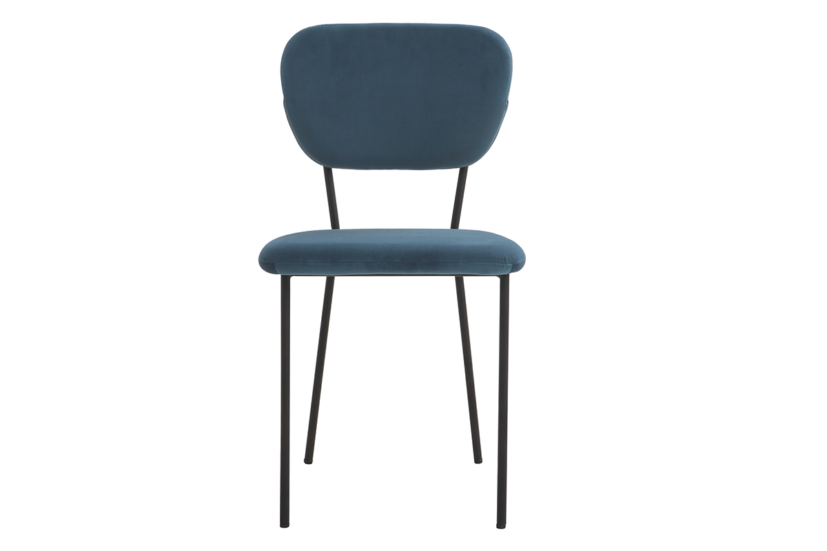 Chaises design en tissu velours bleu fonc et mtal noir (lot de 2) LEPIDUS