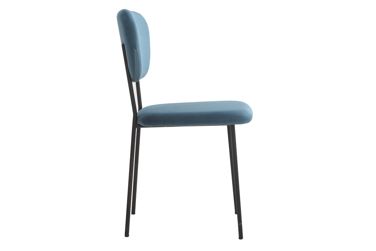 Chaises design en tissu velours bleu fonc et mtal noir (lot de 2) LEPIDUS