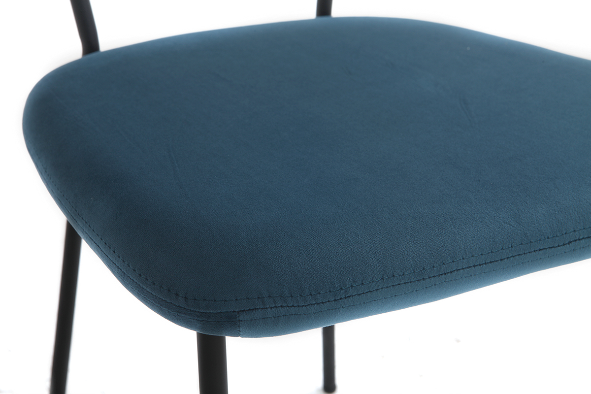 Chaises design en tissu velours bleu fonc et mtal noir (lot de 2) LEPIDUS