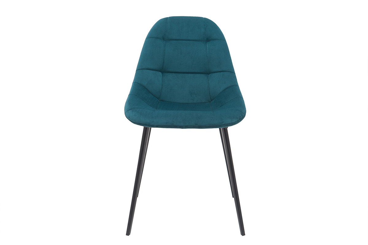 Chaises design en tissu velours bleu ptrole et mtal noir (lot de 2) COX