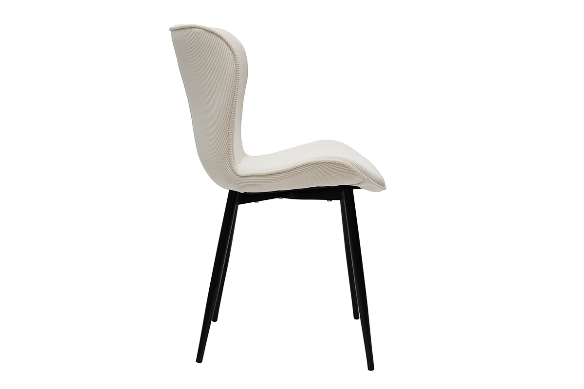 Chaises design en tissu velours ctel beige et mtal noir (lot de 2) ADDICT