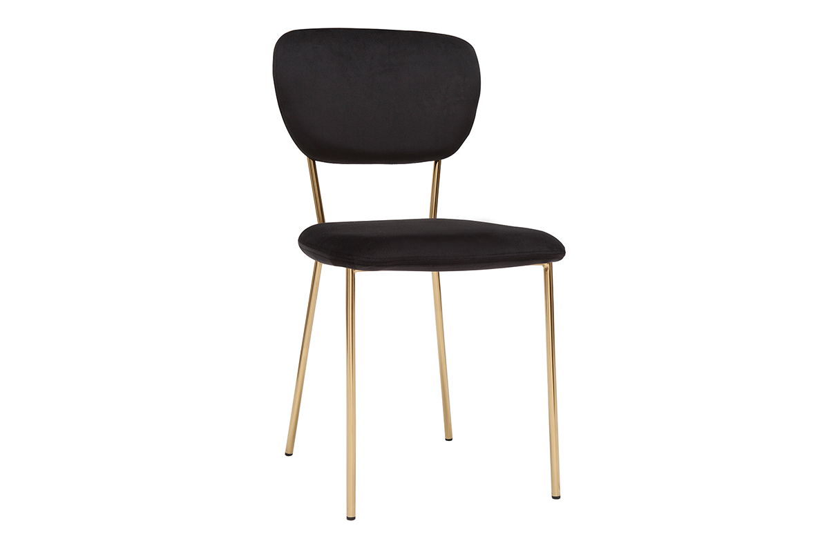 Chaises design en tissu velours noir et mtal dor (lot de 2) LEPIDUS