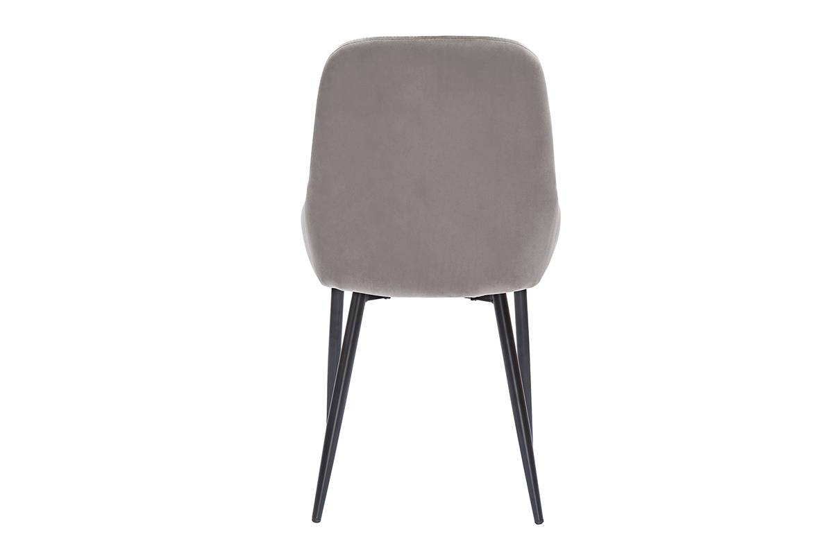 Chaises design en tissu velours taupe et mtal noir (lot de 2) HOLO