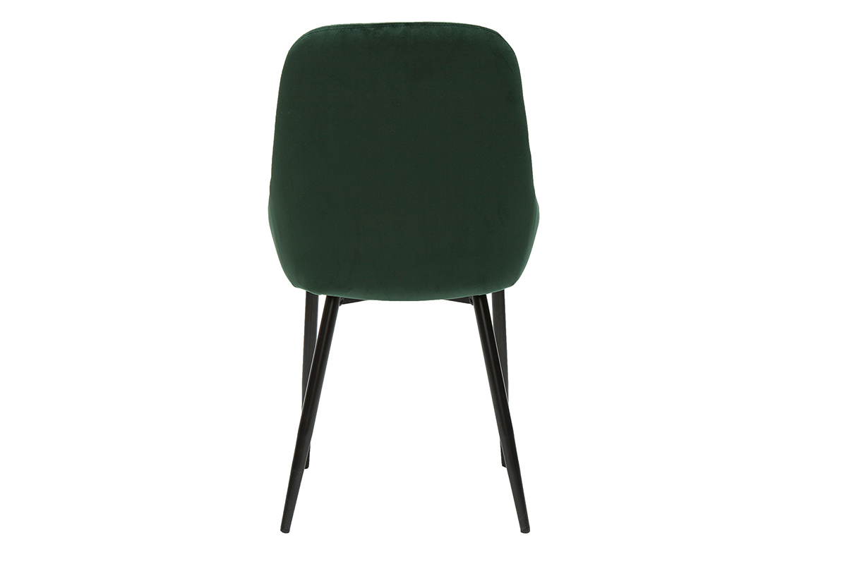 Chaises design en tissu velours vert fonc et mtal noir (lot de 2) HOLO