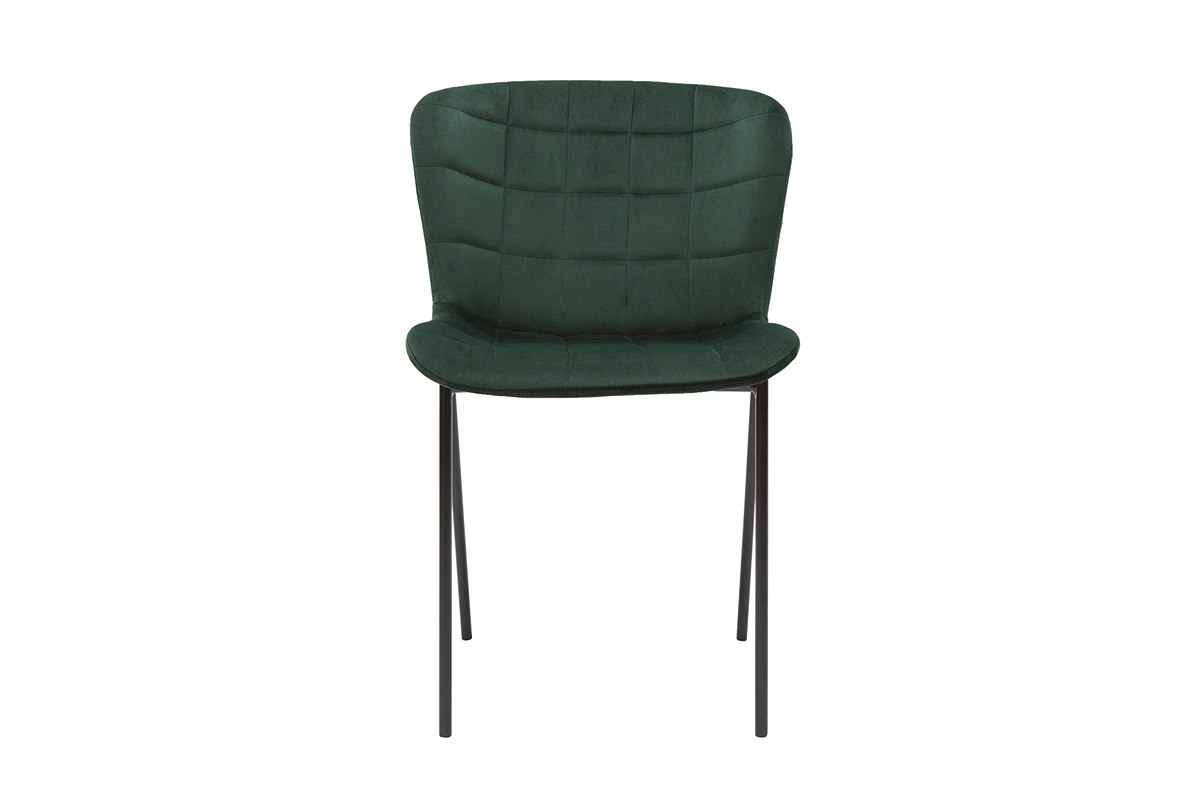 Chaises design en tissu velours vert fonc et mtal noir (lot de 2) SAIGA