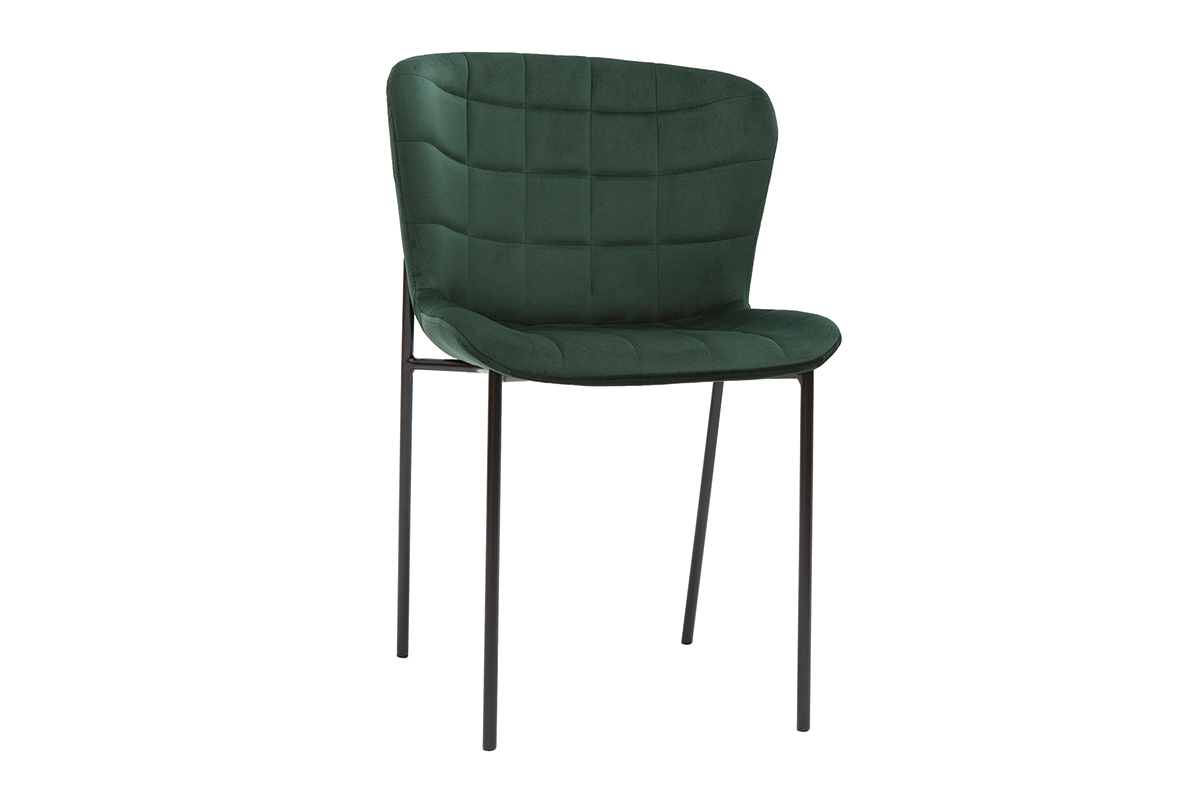 Chaises design en tissu velours vert fonc et mtal noir (lot de 2) SAIGA