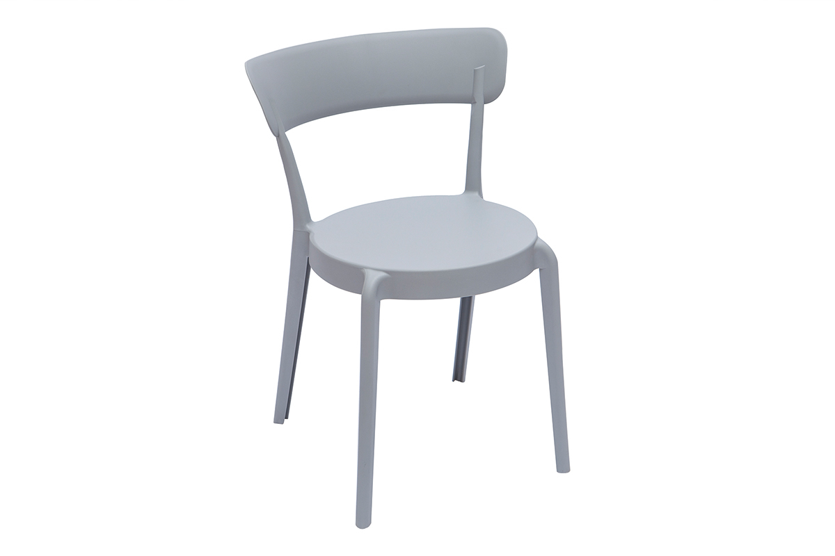 Chaises design gris clair empilables intrieur - extrieur (lot de 2) RIOS