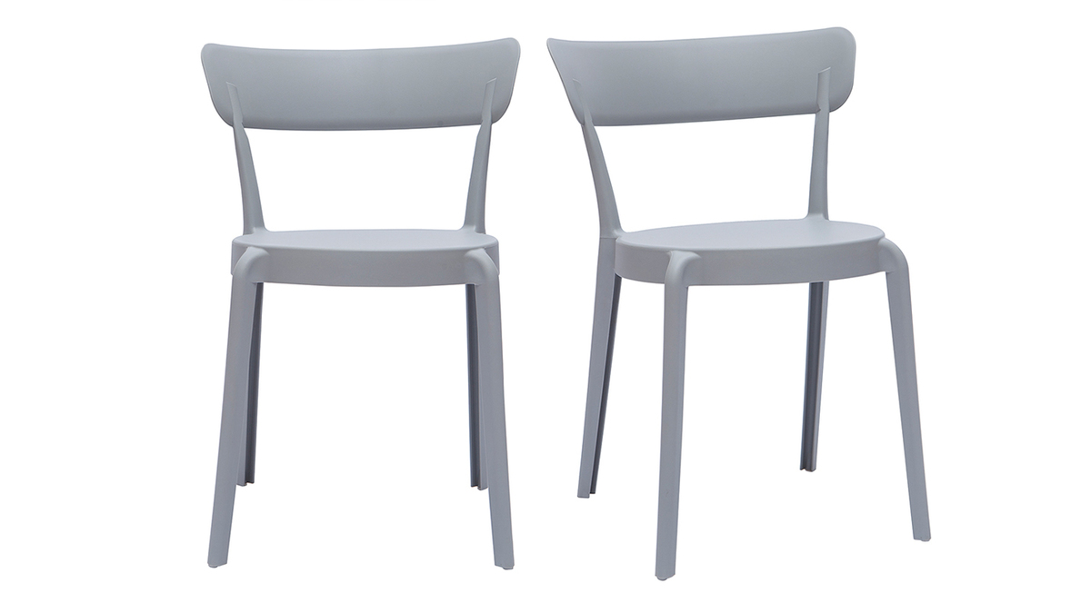 Chaises design gris clair empilables intrieur - extrieur (lot de 2) RIOS