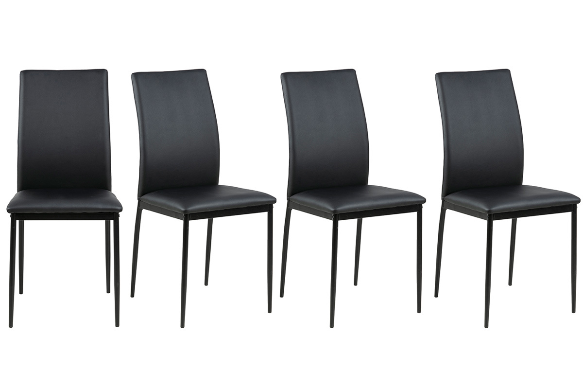 Chaises design noires (lot de 4) LUCKY