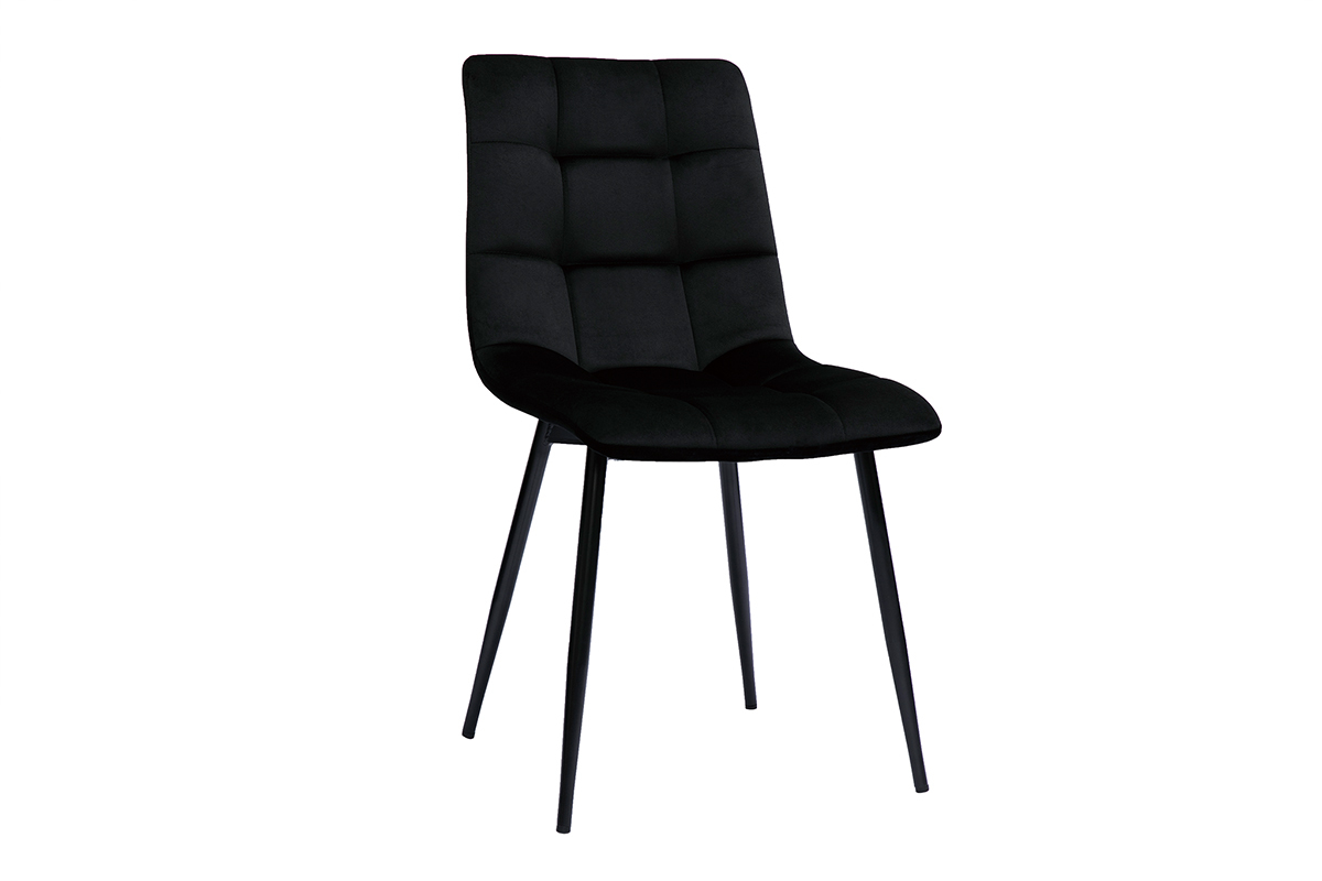 Chaises design noires en tissu velours noir et mtal (lot de 2) MAXWELL