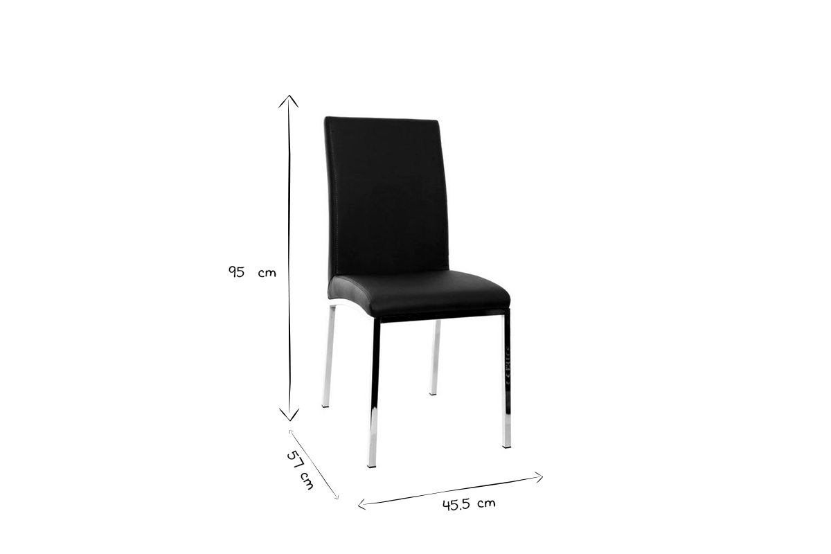 Chaises design noires et mtal acier chrom (lot de 2) SIMEA