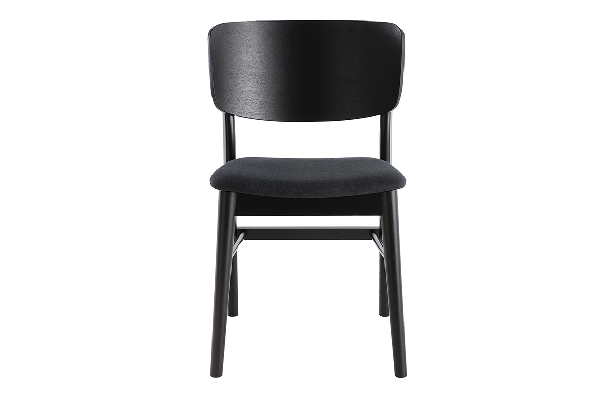 Chaises en bois noir et tissu gris fonc (lot de 2) SHELDON