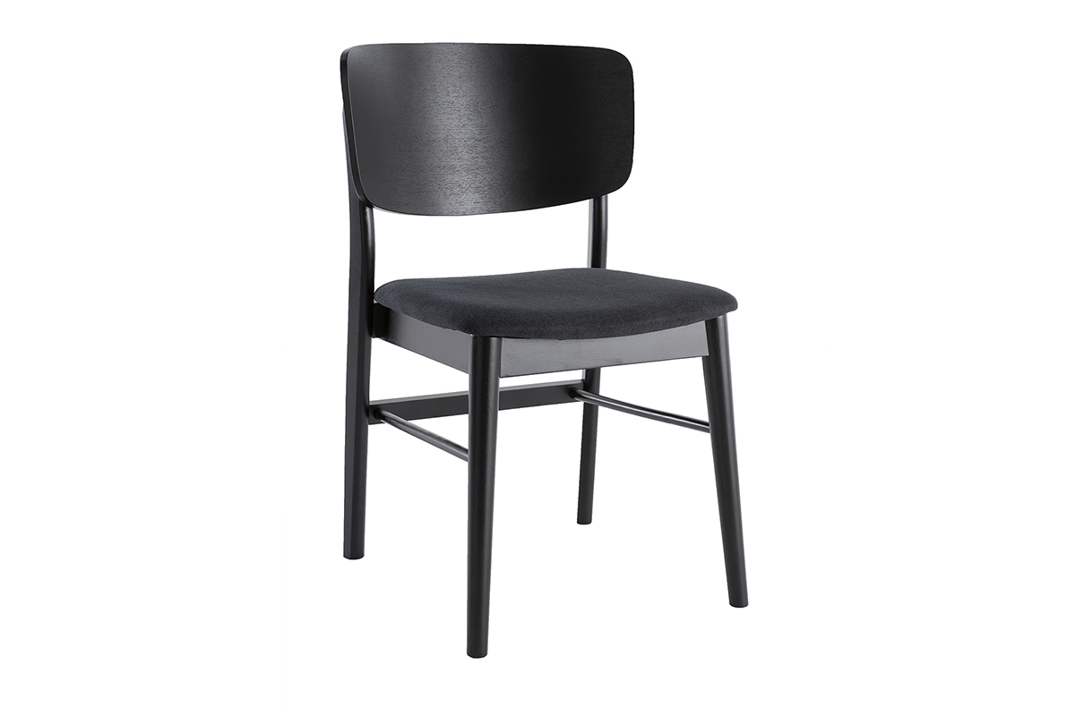 Chaises en bois noir et tissu gris fonc (lot de 2) SHELDON