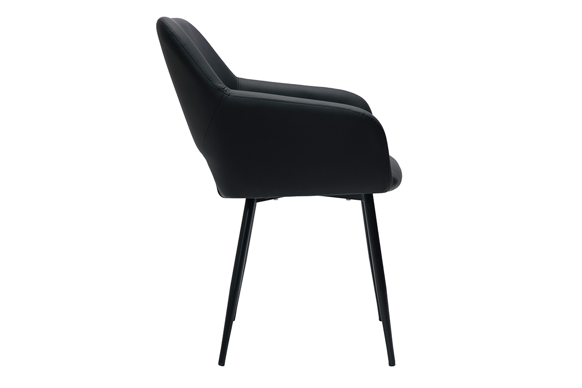 Chaises en polyurthane noire et mtal noir (lot de 2) LAURETTE