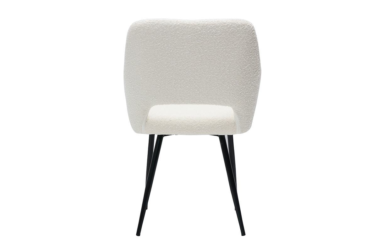 Chaises en tissu effet laine boucle blanc cass et mtal noir (lot de 2) LAURETTE