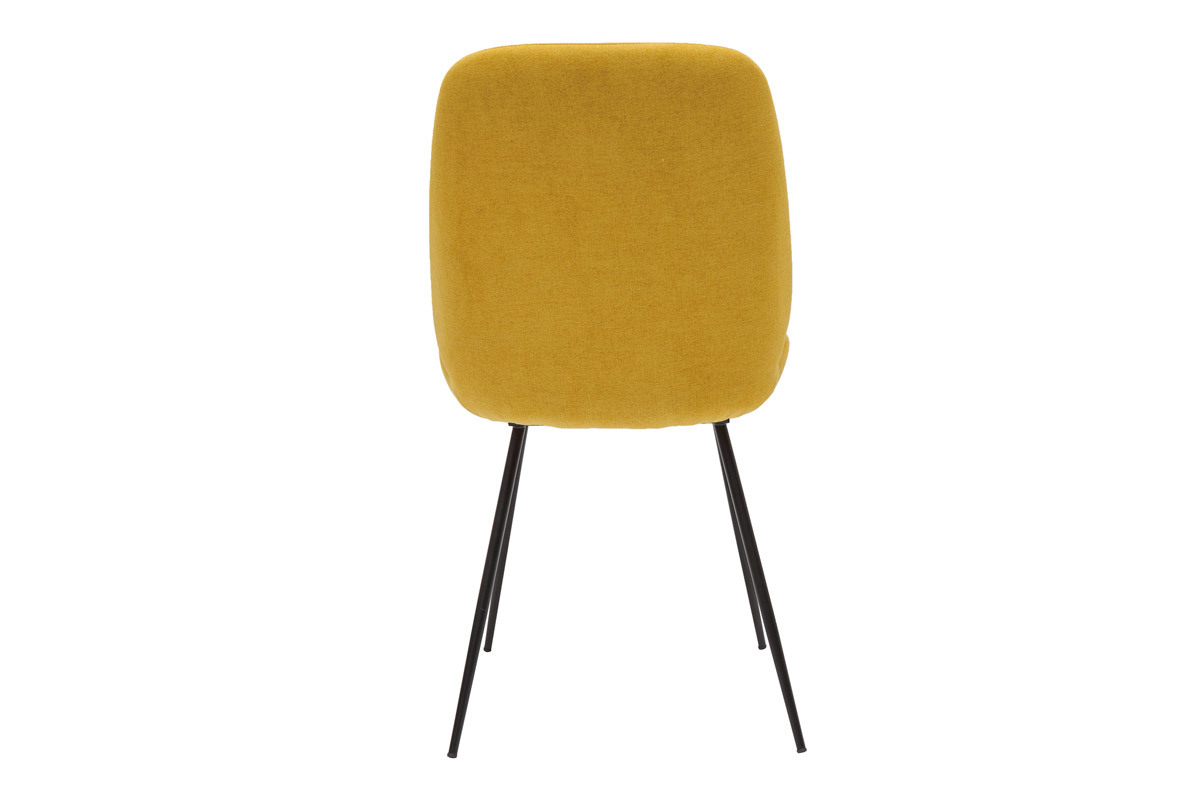 Chaises en tissu effet velours jaune moutarde et mtal noir (lot de 2) KAOLY