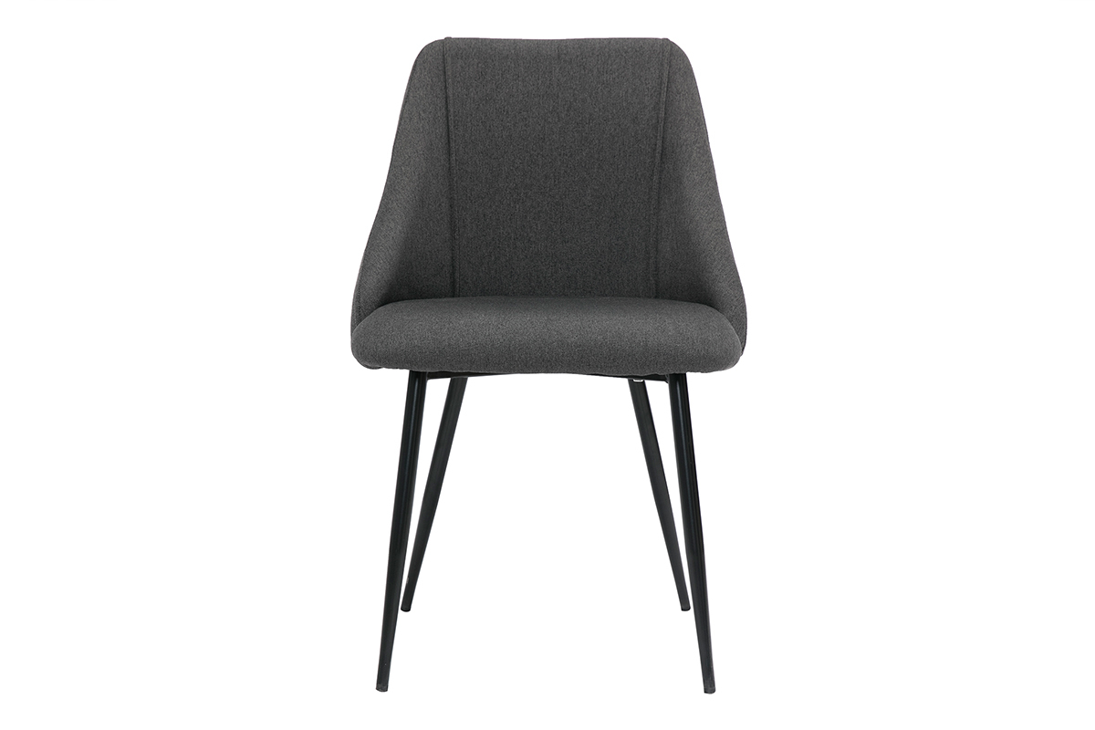 Chaises en tissu gris fonc et mtal noir (lot de 2) HIGGINS