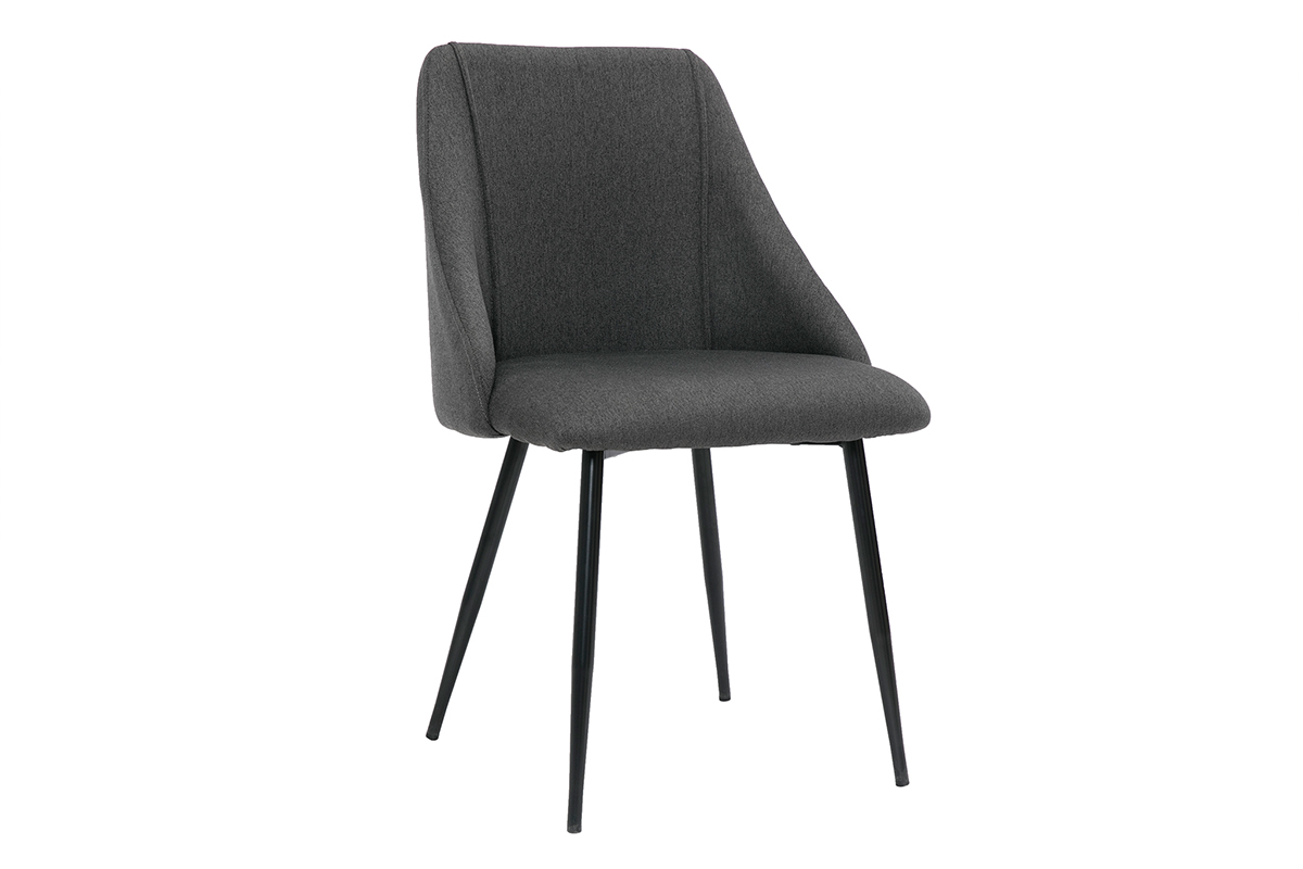 Chaises en tissu gris fonc et mtal noir (lot de 2) HIGGINS