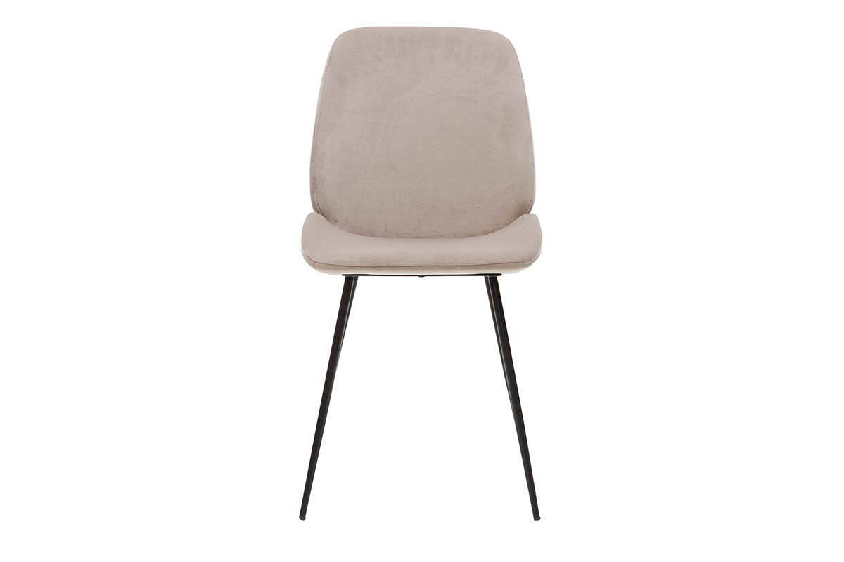 Chaises en tissu velours taupe et mtal noir (lot de 2) KAOLY