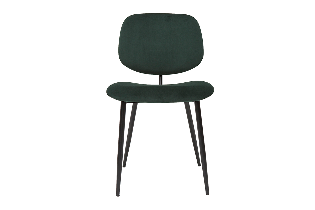 Chaises en tissu velours vert et mtal noir (lot de 2) TOBIAS