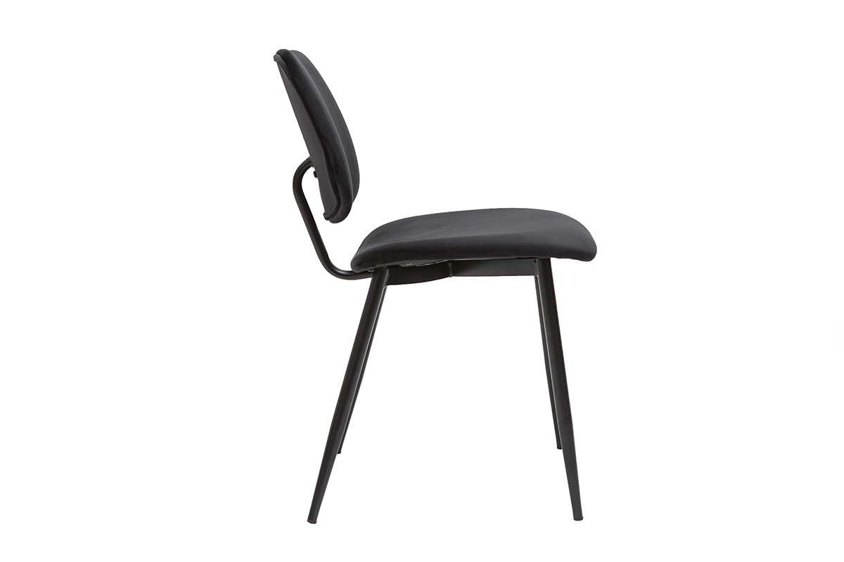 Chaises noires en tissu velours et mtal (lot de 2) TOBIAS