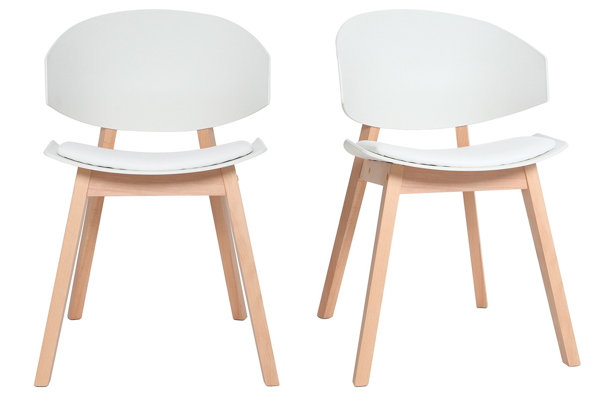 Chaises scandinaves blanc et bois clair (lot de 2) BLOEM