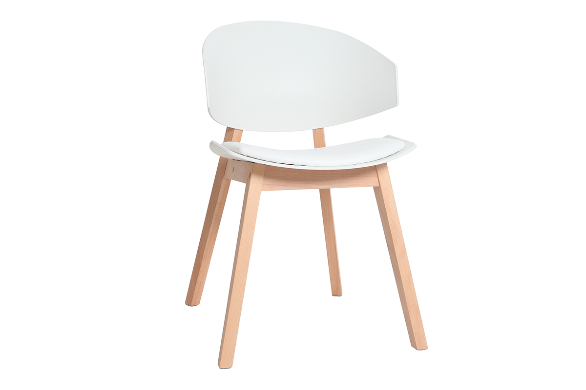 Chaises scandinaves blanc et bois clair (lot de 2) BLOEM