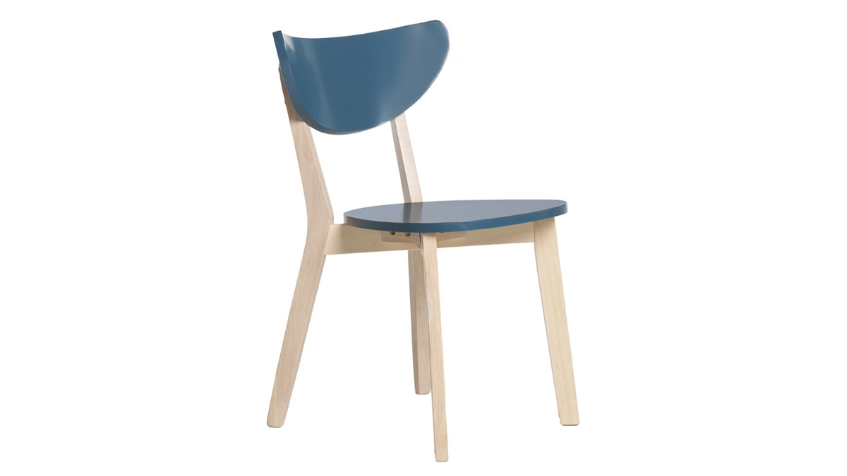 Chaises scandinaves bleu et bois clair (lot de 2) LEENA