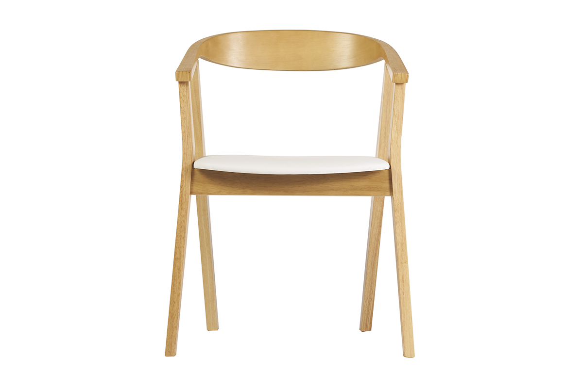 Chaises scandinaves design blanc et bois clair (lot de 2) BAHIA