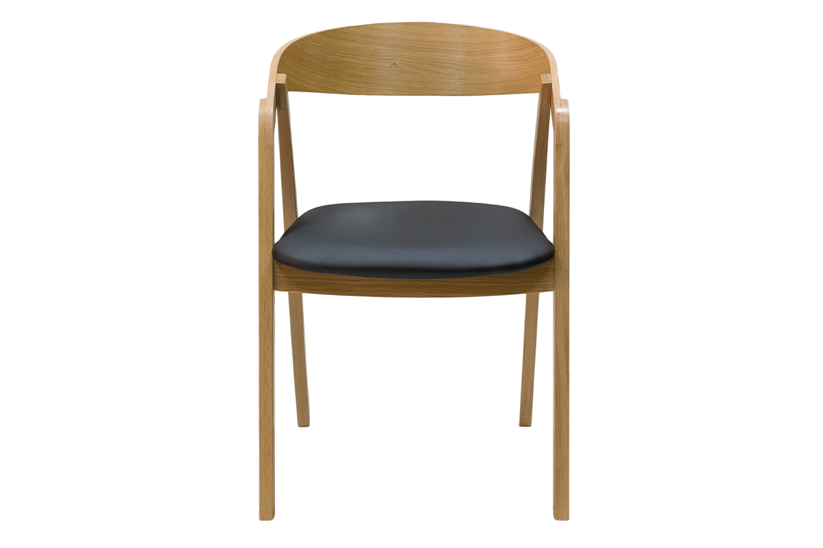 Chaises scandinaves empilables en bois clair chne et assises noires (lot de 2) LOVA