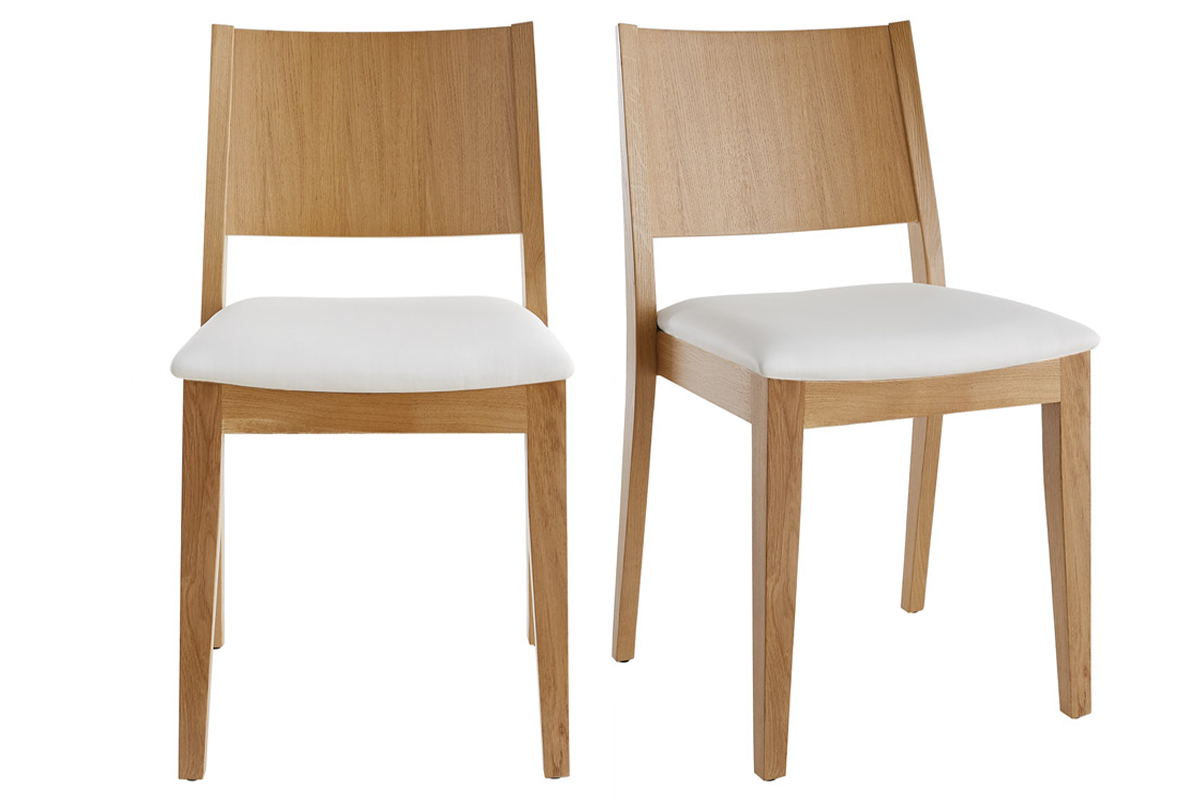 Chaises scandinaves empilables en bois clair chne et blanc (lot de 2) MELVIL