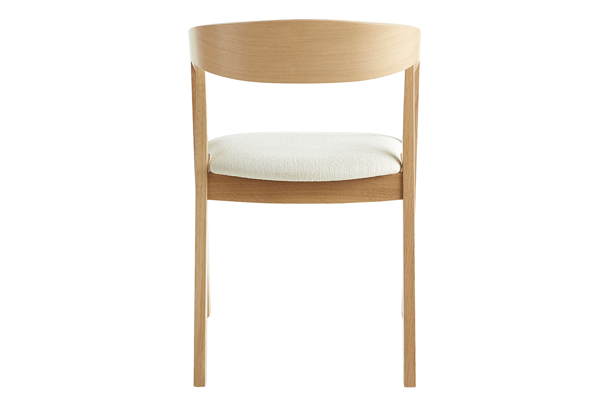 Chaises scandinaves empilables en bois clair chne et tissu effet laine boucle blanc cass (lot de 2) LOVA