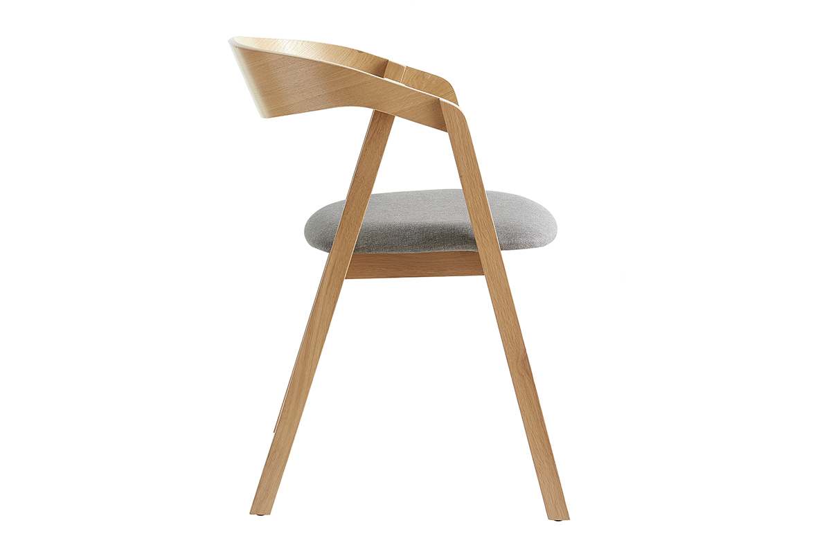 Chaises scandinaves empilables en bois clair chne et tissu gris (lot de 2) LOVA