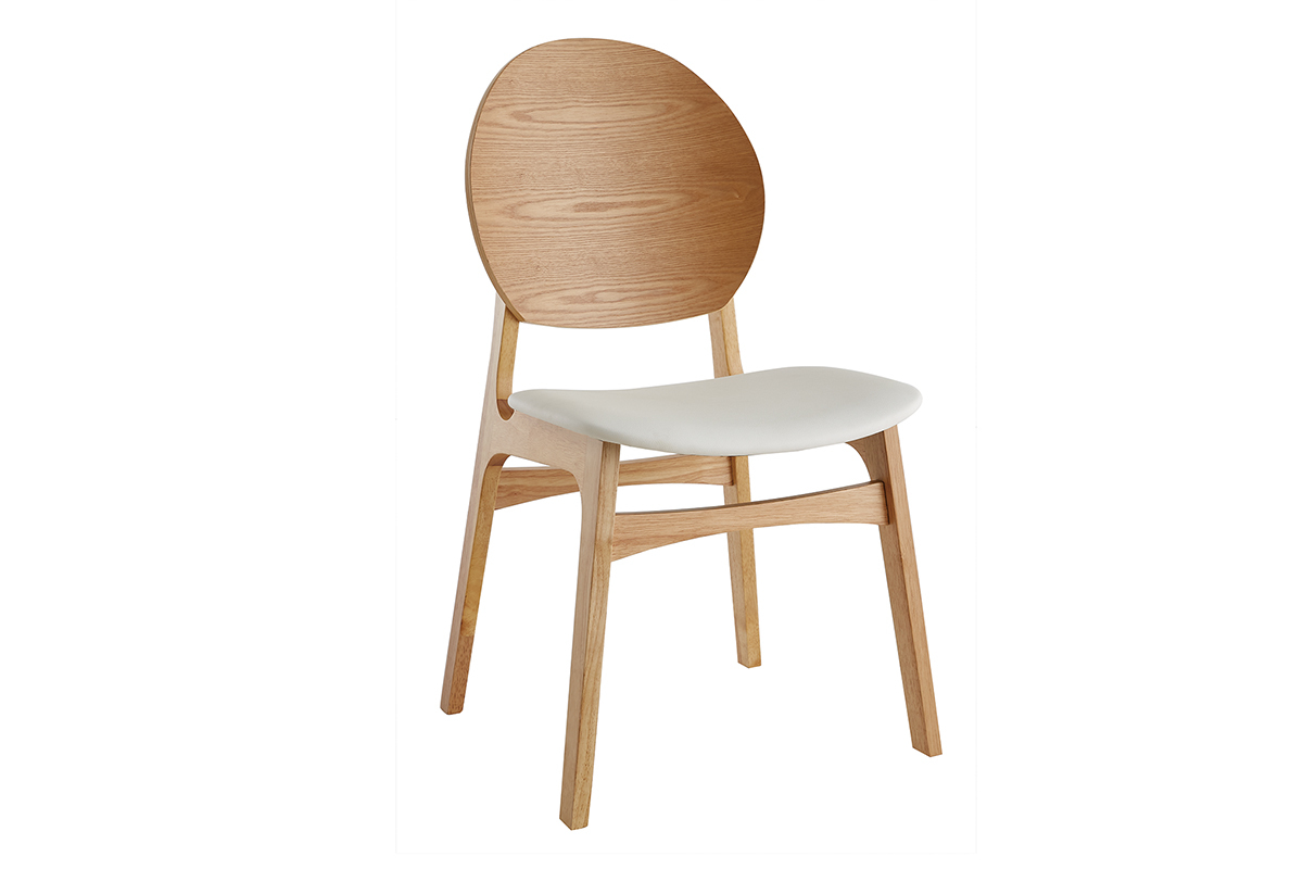 Chaises scandinaves en bois clair et blanc (lot de 2) ELTON