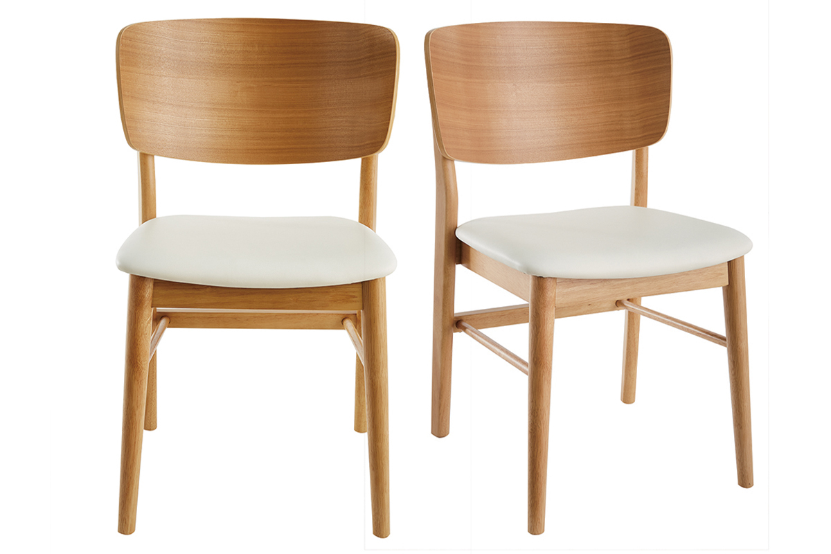 Chaises scandinaves en bois clair et blanc (lot de 2) SHELDON