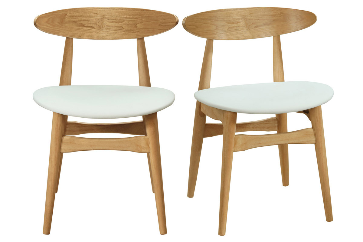 Chaises scandinaves en bois clair et blanc (lot de 2) WALFORD