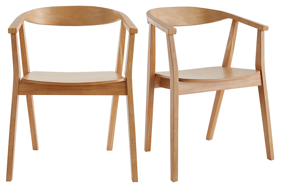 Chaises scandinaves en bois clair massif (lot de 2) BAHIA