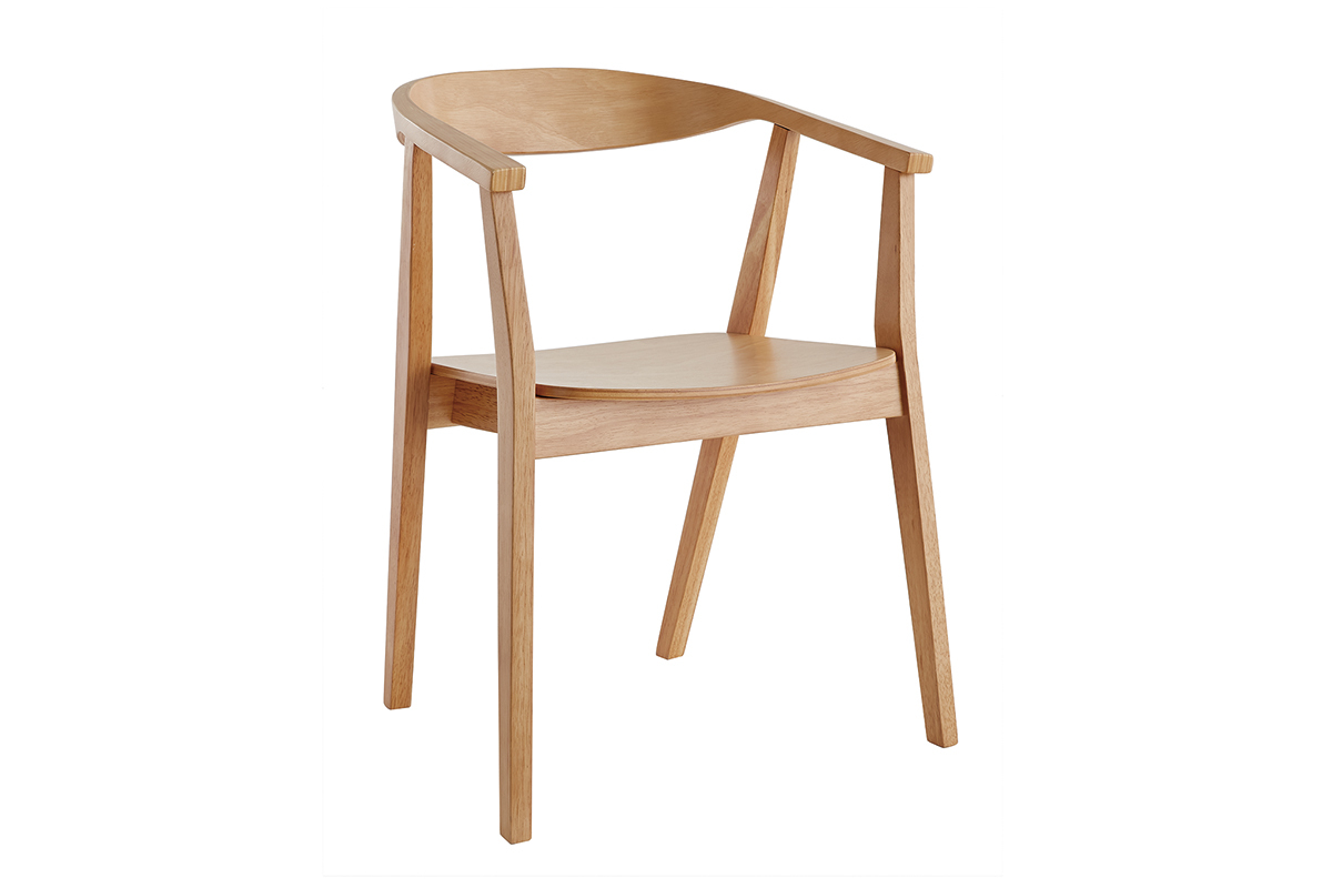 Chaises scandinaves en bois clair massif (lot de 2) BAHIA