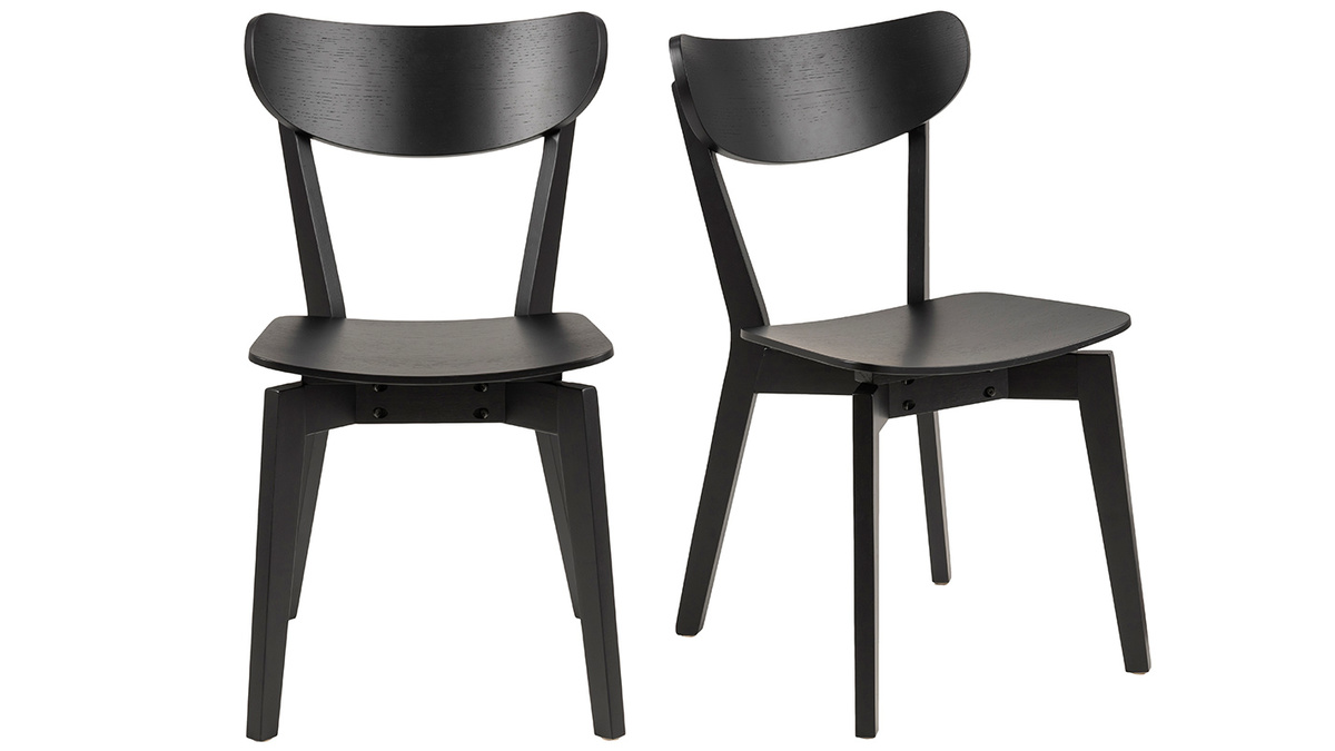 Chaises scandinaves en bois noir (lot de 2) BAKI