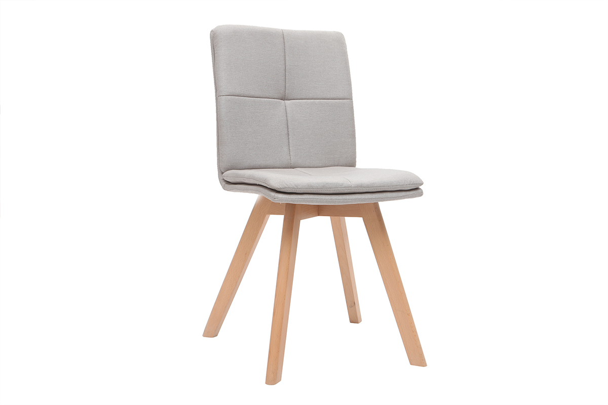 Chaises scandinaves en tissu beige et bois clair (lot de 2) THEA