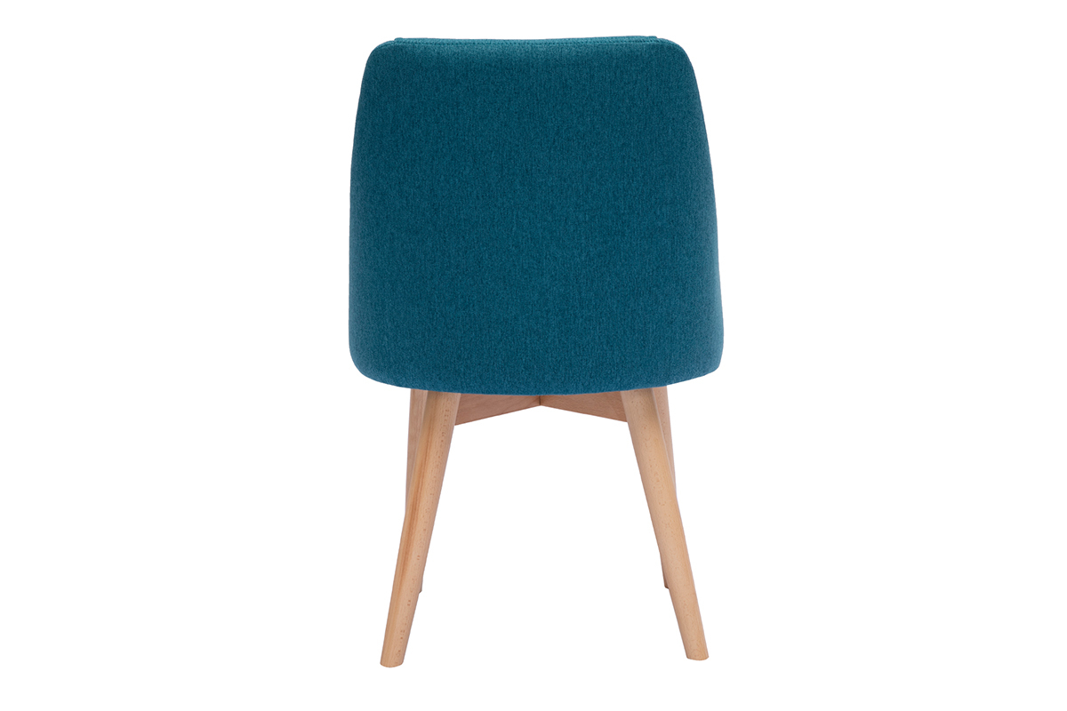 Chaises scandinaves en tissu bleu canard et bois clair (lot de 2) HIGGINS