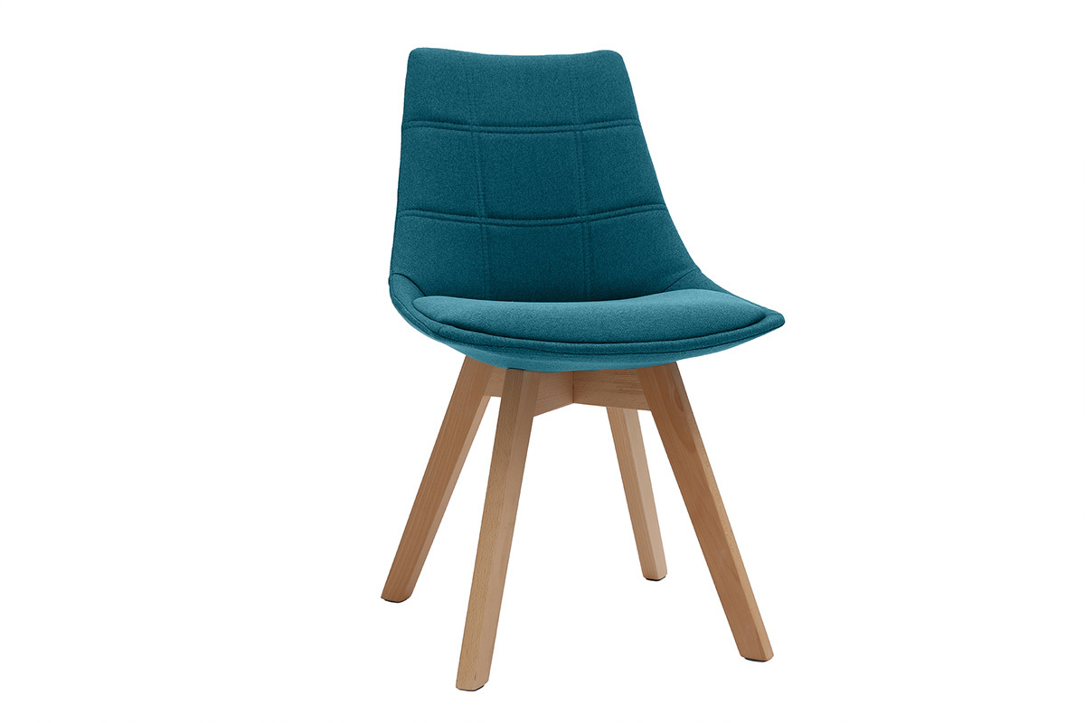 Chaises scandinaves en tissu bleu canard et bois clair (lot de 2) MATILDE