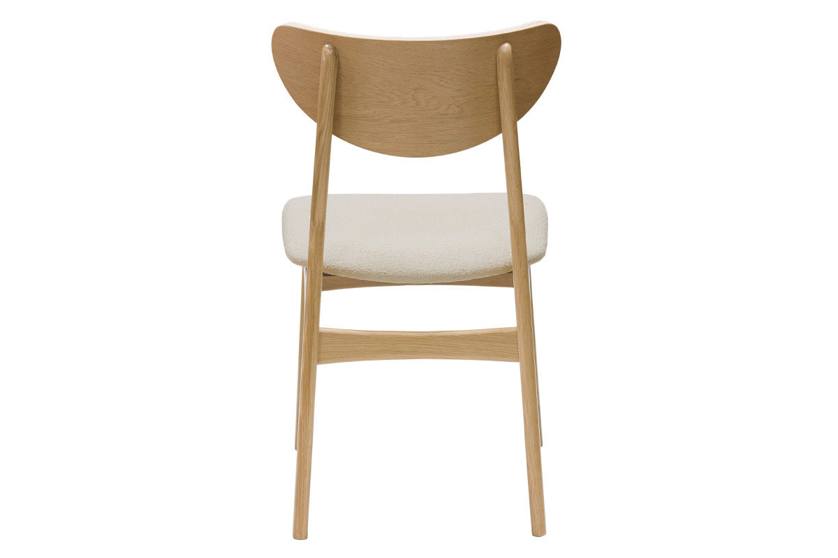 Chaises scandinaves en tissu effet laine boucle beige et bois clair chne massif (lot de 2) MAYA