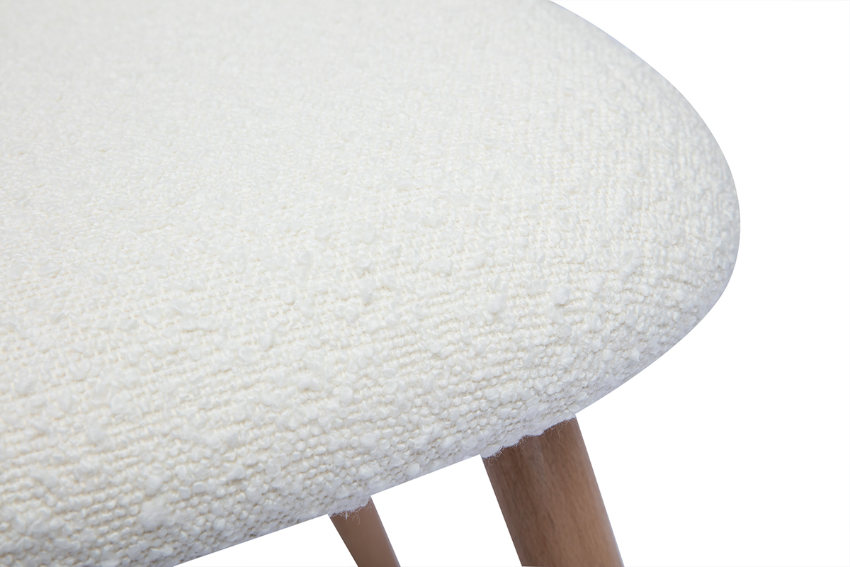 Chaises scandinaves en tissu effet laine boucle blanc et bois clair massif (lot de 2) CELESTE