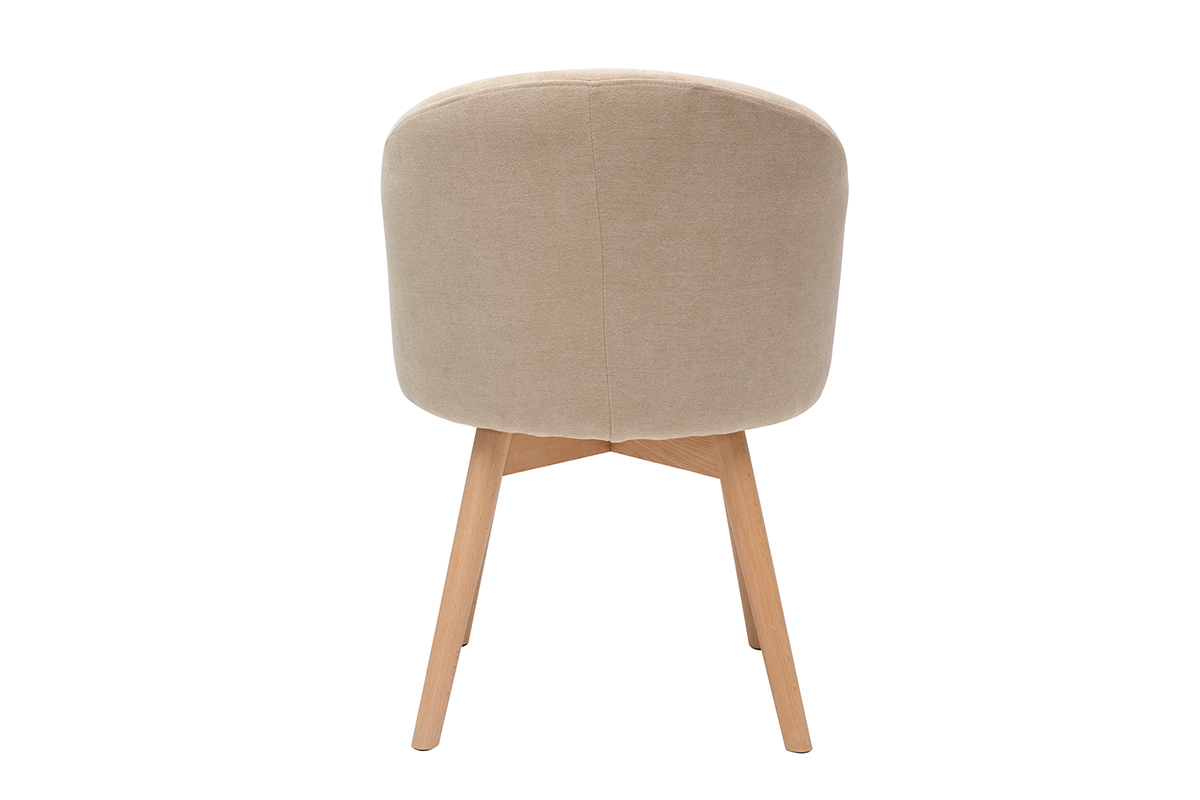 Chaises scandinaves en tissu effet velours beige et bois clair massif (lot de 2) VANITY