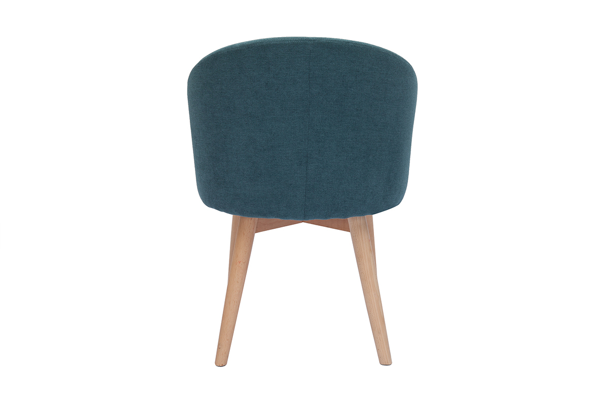 Chaises scandinaves en tissu effet velours bleu canard et bois clair massif (lot de 2) VANITY