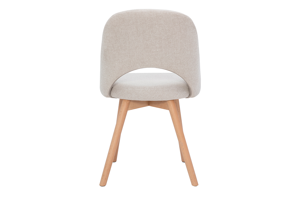 Chaises scandinaves en tissu effet velours textur beige et bois clair (lot de 2) COSETTE