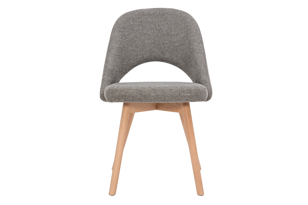 Chaises scandinaves en tissu effet velours textur gris et bois clair (lot de 2) COSETTE