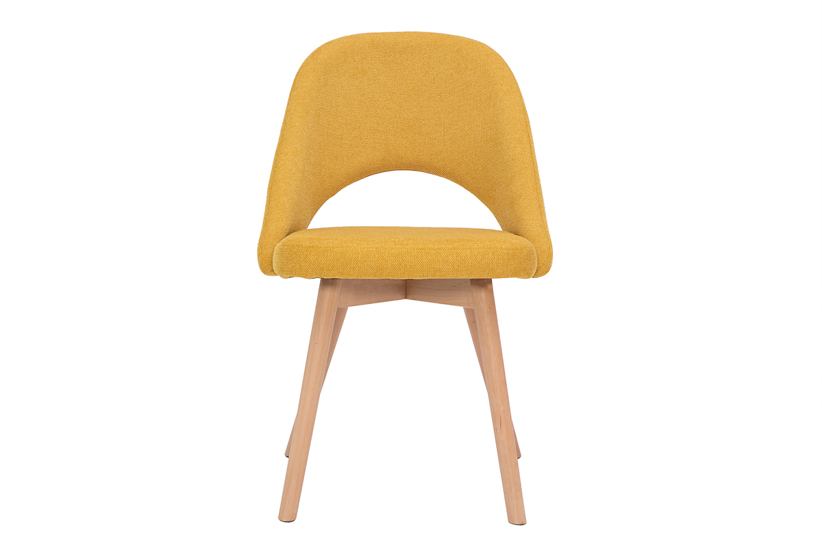 Chaises scandinaves en tissu effet velours textur jaune moutarde et bois clair (lot de 2) COSETTE